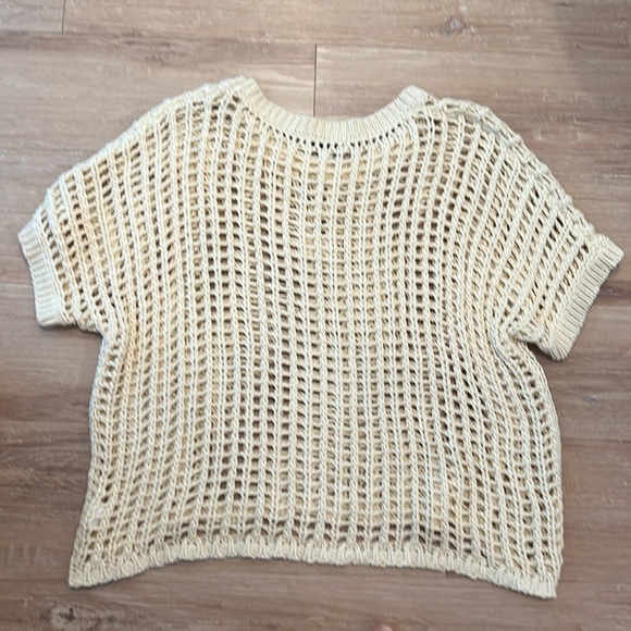 HYFVE Open Stitch Boxy Sweater Beige Crochet Knit Pullover Sweater Top Women's S - Picture 9 of 9